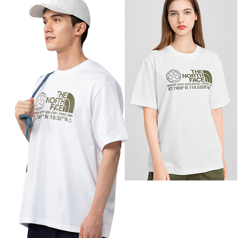 【The North Face】情侶款 大LOGO純棉快乾吸濕短袖圓領T恤(亞洲版型)/5JZ8-FN4 白色 N✿30E010
